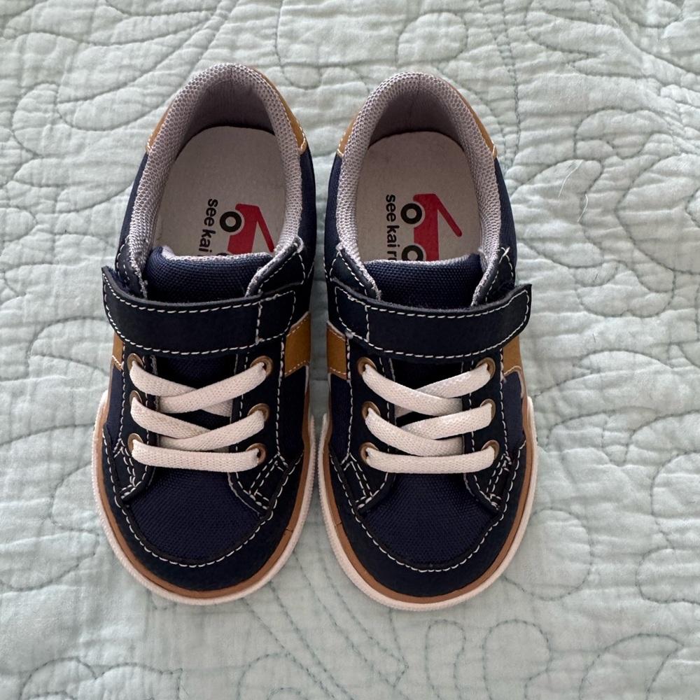See Kai Run Navy and Tan Kids Shoes